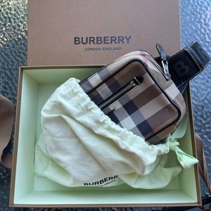 Mens Burberry check cotton canvas and leather bumbag